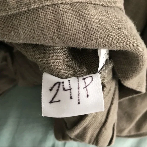 Linen Green and Brown Wide Leg Pants - Picture 10 of 16